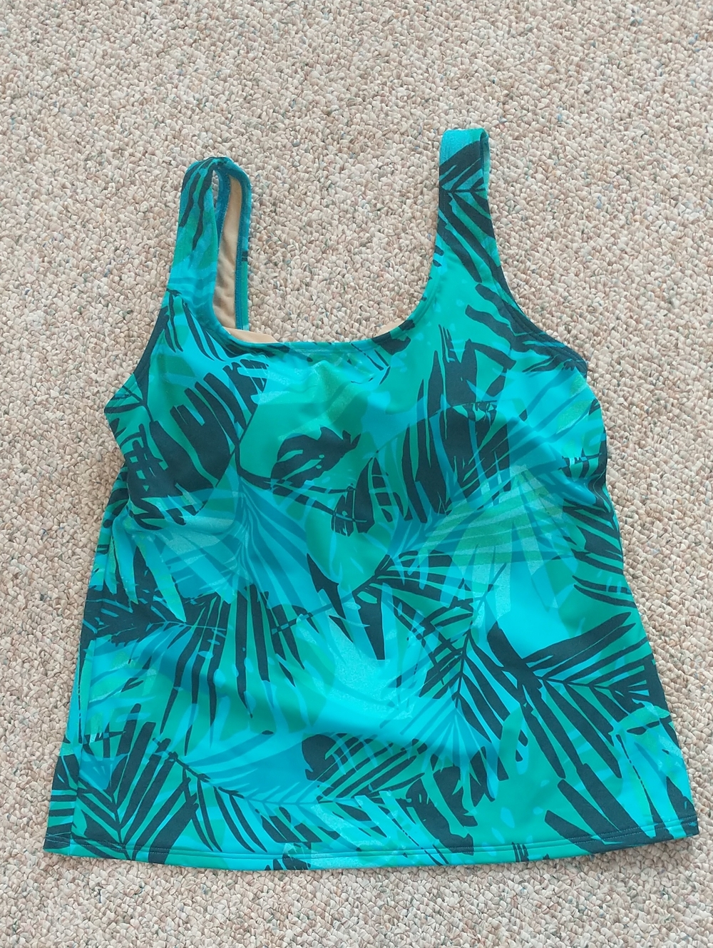 LL Bean Square Neck Tropical Leaf Print Tankini top Size 8